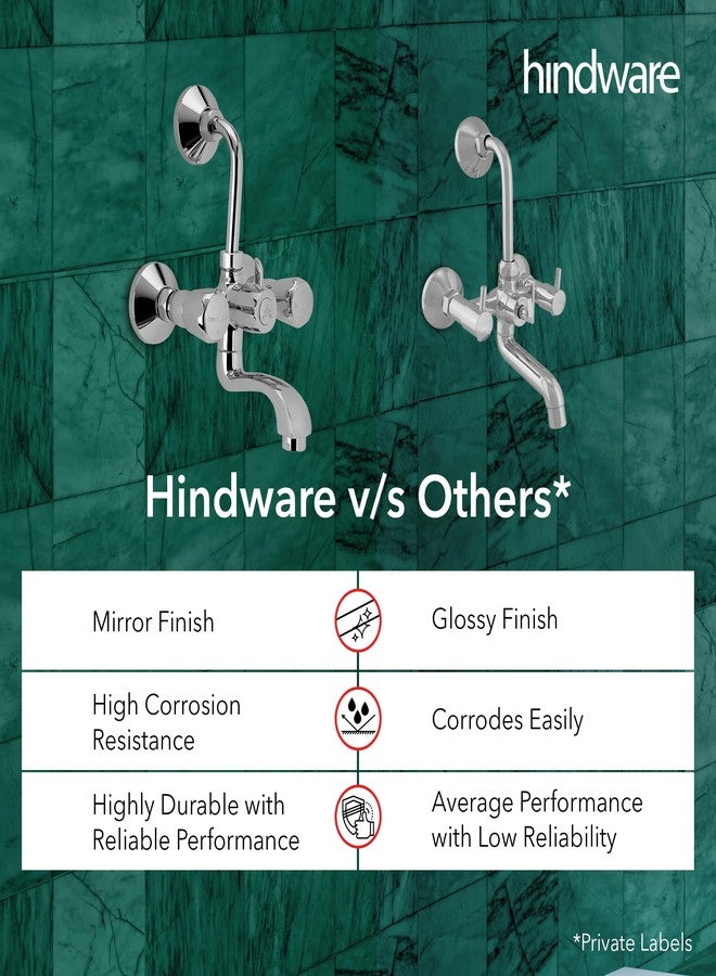 هيندوير خلاط حائط هيندوير كونتيسا بلس F330020CP للماء الساخن والبارد للحمام، مزود بفتحة لتركيب دش علوي وأنبوب منحني بطول 115 مم، مصنوع من النحاس المطلي بالكروم. - Image 5